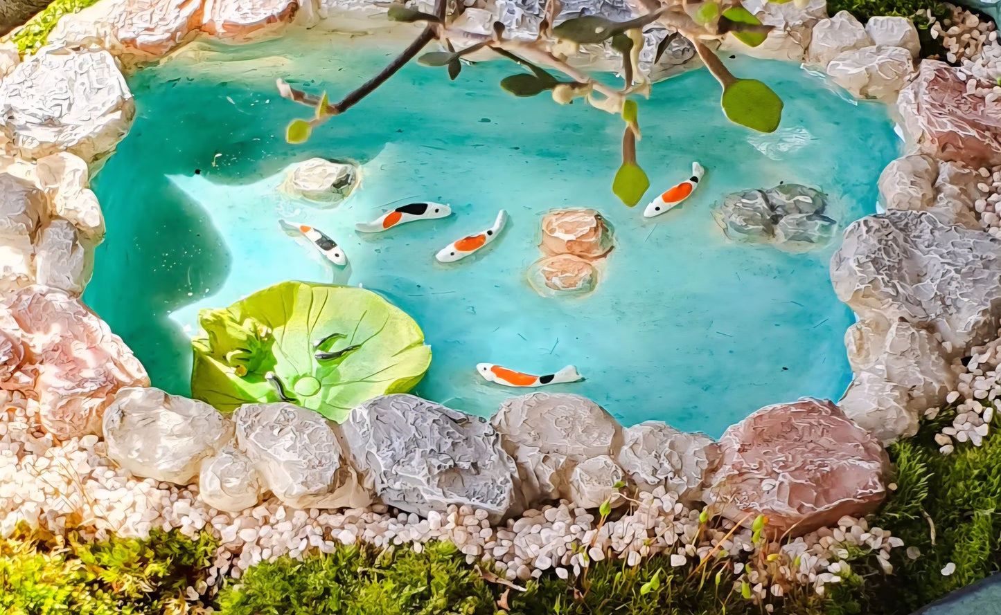 Serissa Bonsai with koi pond